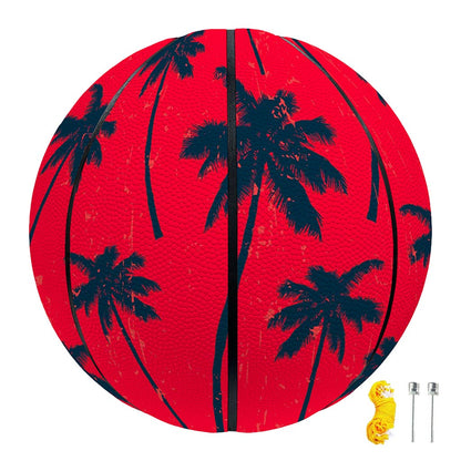 Black Red Palm Tree Pattern Print Basketball