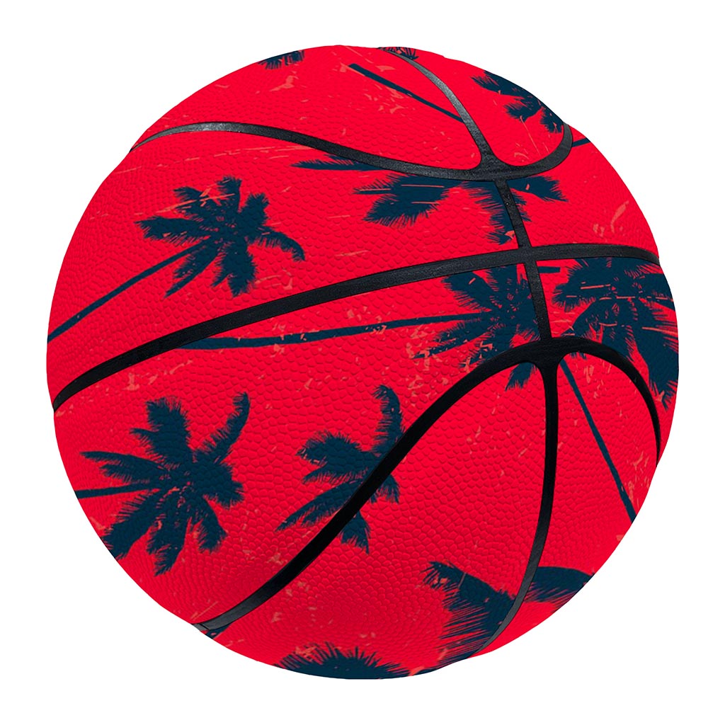 Black Red Palm Tree Pattern Print Basketball