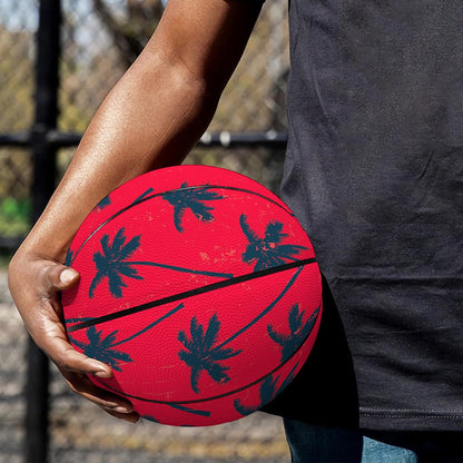 Black Red Palm Tree Pattern Print Basketball