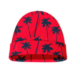 Black Red Palm Tree Pattern Print Beanie