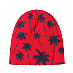 Black Red Palm Tree Pattern Print Beanie