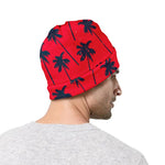 Black Red Palm Tree Pattern Print Beanie