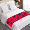 Black Red Palm Tree Pattern Print Bed Runner