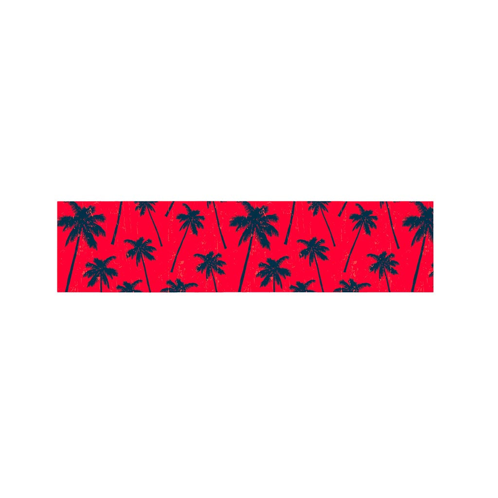 Black Red Palm Tree Pattern Print Bed Runner