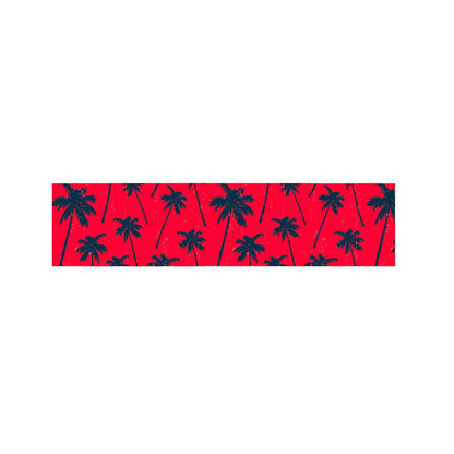 Black Red Palm Tree Pattern Print Bed Runner