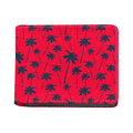 Black Red Palm Tree Pattern Print Bifold Wallet