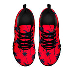 Black Red Palm Tree Pattern Print Black Running Shoes