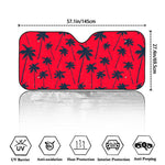 Black Red Palm Tree Pattern Print Car Windshield Sun Shade