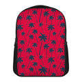Black Red Palm Tree Pattern Print Casual Backpack