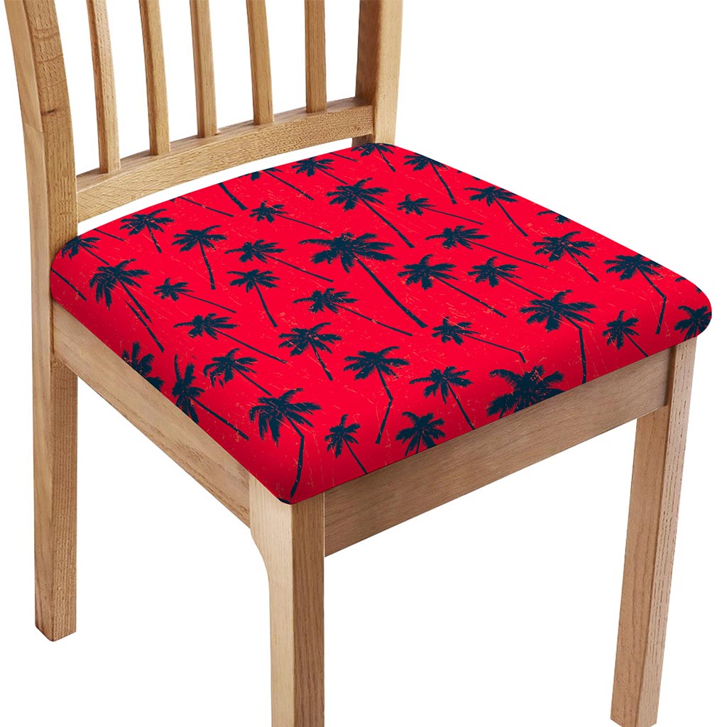 Black Red Palm Tree Pattern Print Chair Cushion Cover