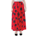 Black Red Palm Tree Pattern Print Chiffon Maxi Skirt
