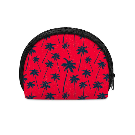 Black Red Palm Tree Pattern Print Coin Purse