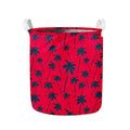 Black Red Palm Tree Pattern Print Collapsible Laundry Basket