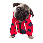 Black Red Palm Tree Pattern Print Dog Zip Up Hoodie