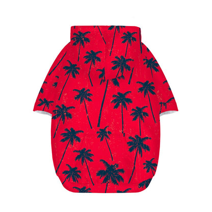 Black Red Palm Tree Pattern Print Dog Zip Up Hoodie