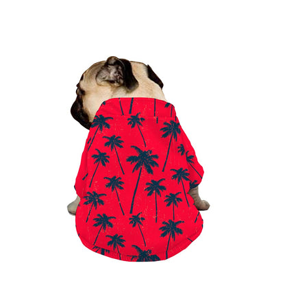 Black Red Palm Tree Pattern Print Dog Zip Up Jacket