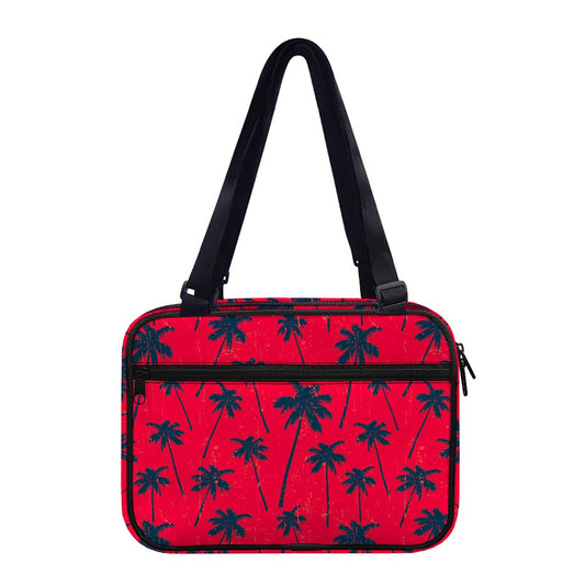 Black Red Palm Tree Pattern Print Double Strap Bible Bag