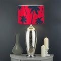 Black Red Palm Tree Pattern Print Drum Lamp Shade