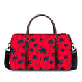 Black Red Palm Tree Pattern Print Duffel Bag