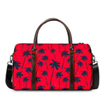 Black Red Palm Tree Pattern Print Duffle Bag