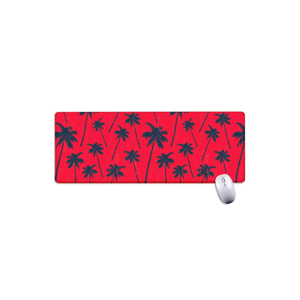 Black Red Palm Tree Pattern Print Extended Mouse Pad