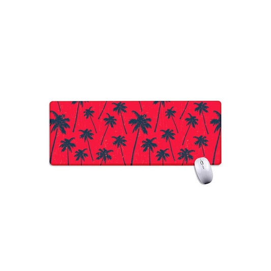 Black Red Palm Tree Pattern Print Extended Mouse Pad