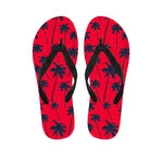 Black Red Palm Tree Pattern Print Flip Flops