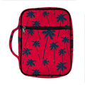 Black Red Palm Tree Pattern Print Front Pocket Bible Bag