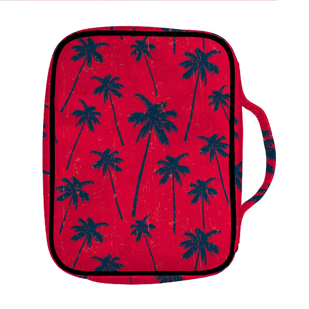Black Red Palm Tree Pattern Print Front Pocket Bible Bag