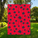Black Red Palm Tree Pattern Print Garden Flag