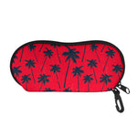 Black Red Palm Tree Pattern Print Glasses Case