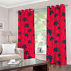 Black Red Palm Tree Pattern Print Grommet Curtains