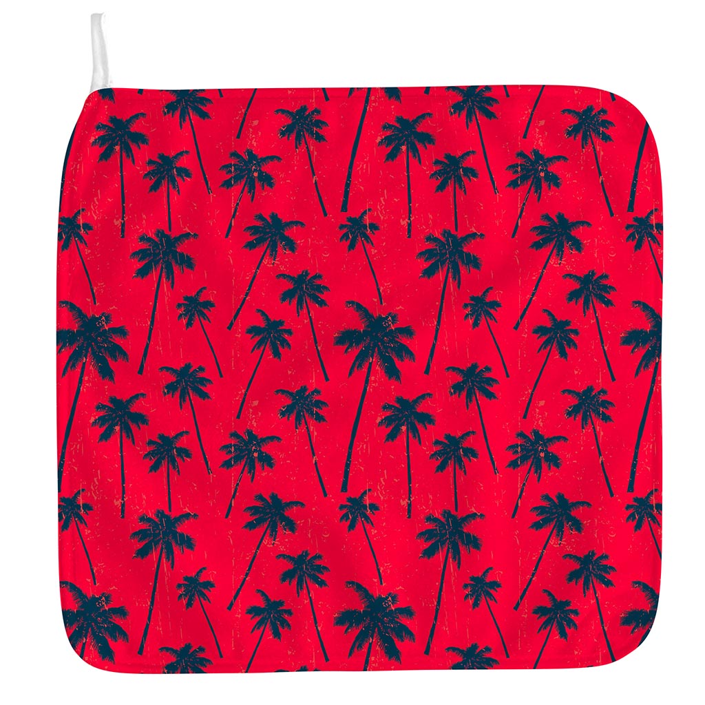 Black Red Palm Tree Pattern Print Hand Towel