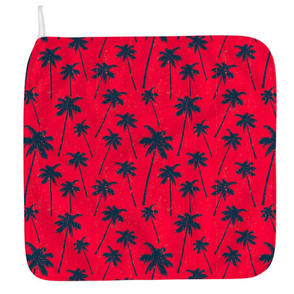 Black Red Palm Tree Pattern Print Hand Towel