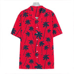 Black Red Palm Tree Pattern Print Hawaiian Shirt