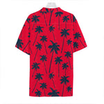 Black Red Palm Tree Pattern Print Hawaiian Shirt