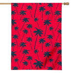 Black Red Palm Tree Pattern Print House Flag