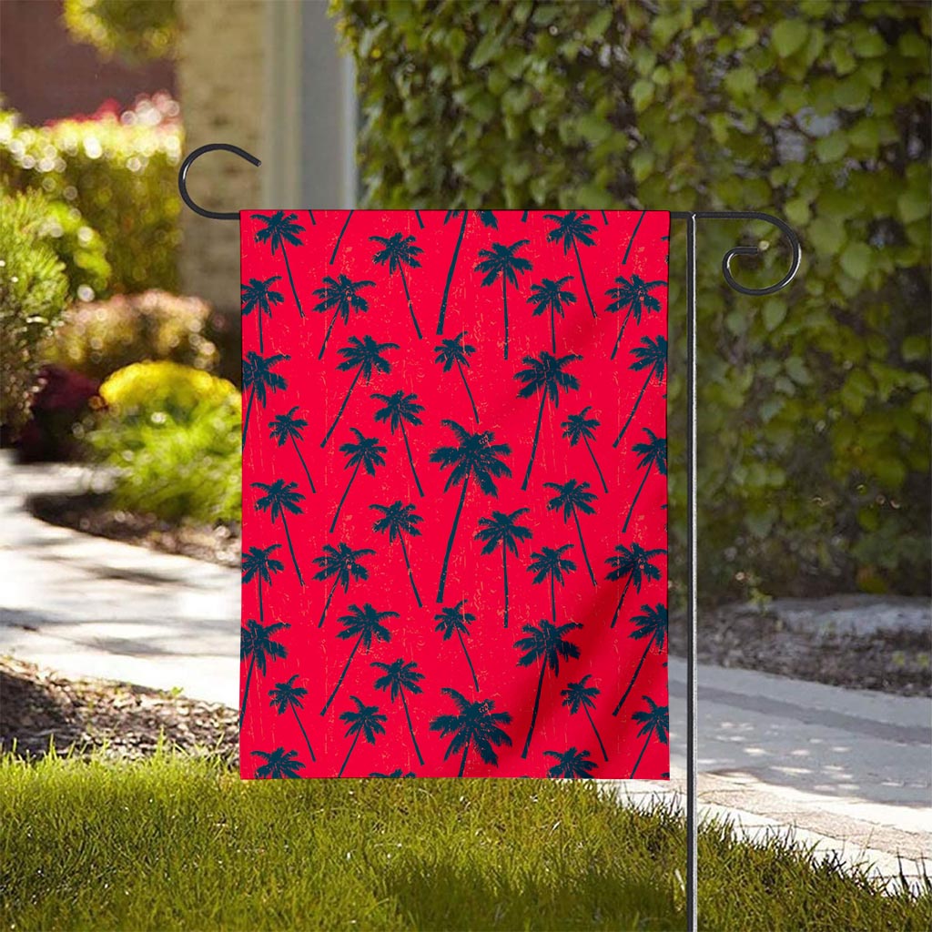 Black Red Palm Tree Pattern Print House Flag