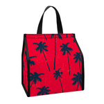 Black Red Palm Tree Pattern Print Insulated Lunch Tote