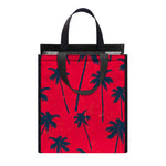 Black Red Palm Tree Pattern Print Insulated Lunch Tote