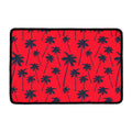 Black Red Palm Tree Pattern Print Kitchen Mat