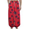 Black Red Palm Tree Pattern Print Lantern Pants