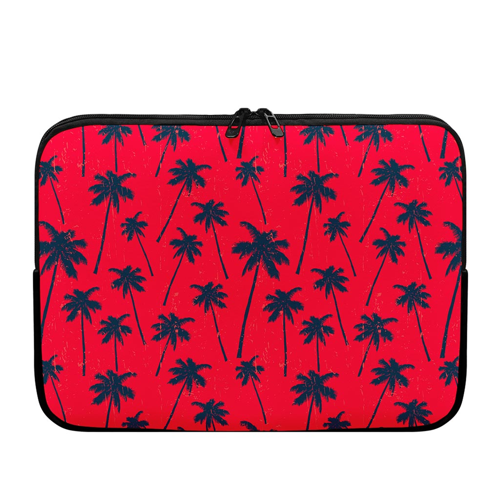 Black Red Palm Tree Pattern Print Laptop Sleeve