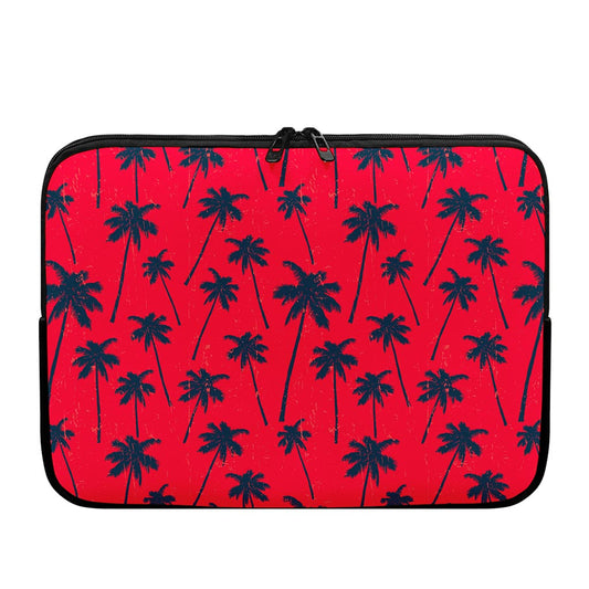 Black Red Palm Tree Pattern Print Laptop Sleeve