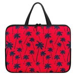 Black Red Palm Tree Pattern Print Laptop Sleeve With Handle