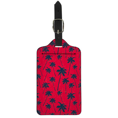 Black Red Palm Tree Pattern Print Luggage Tag