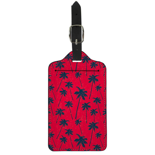 Black Red Palm Tree Pattern Print Luggage Tag