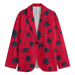 Black Red Palm Tree Pattern Print Men's Blazer