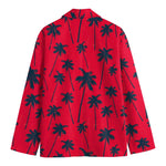 Black Red Palm Tree Pattern Print Men's Blazer