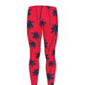 Black Red Palm Tree Pattern Print Men's Leggings